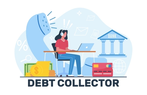 Debt collection officer making calls for debt recovery